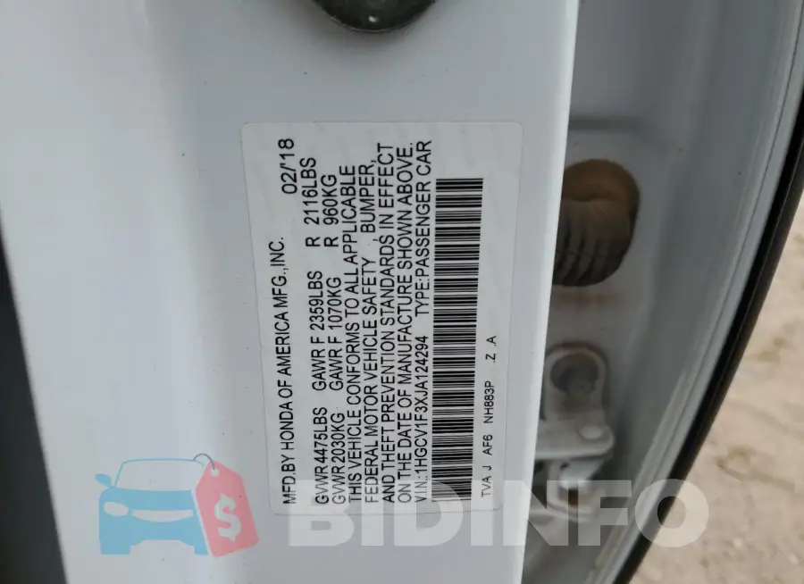 1HGCV1F3XJA124294 Photo# 12