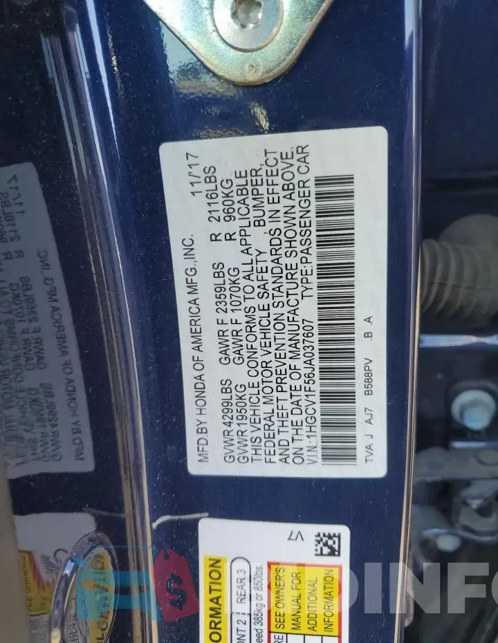 1HGCV1F56JA037607 Photo# 12