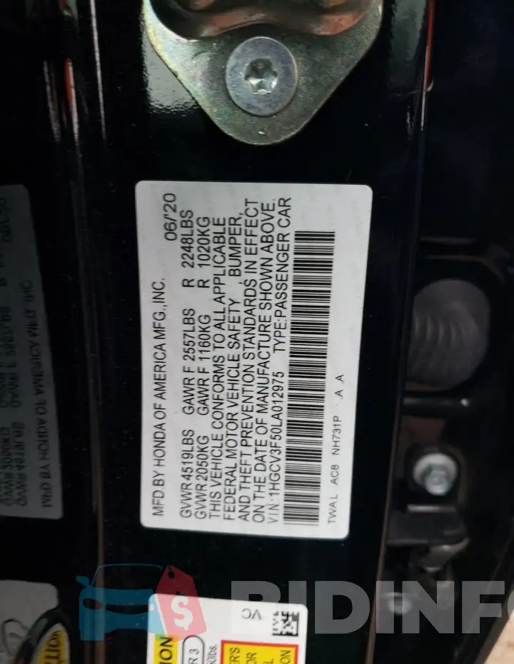 1HGCV3F50LA012975 Photo# 12