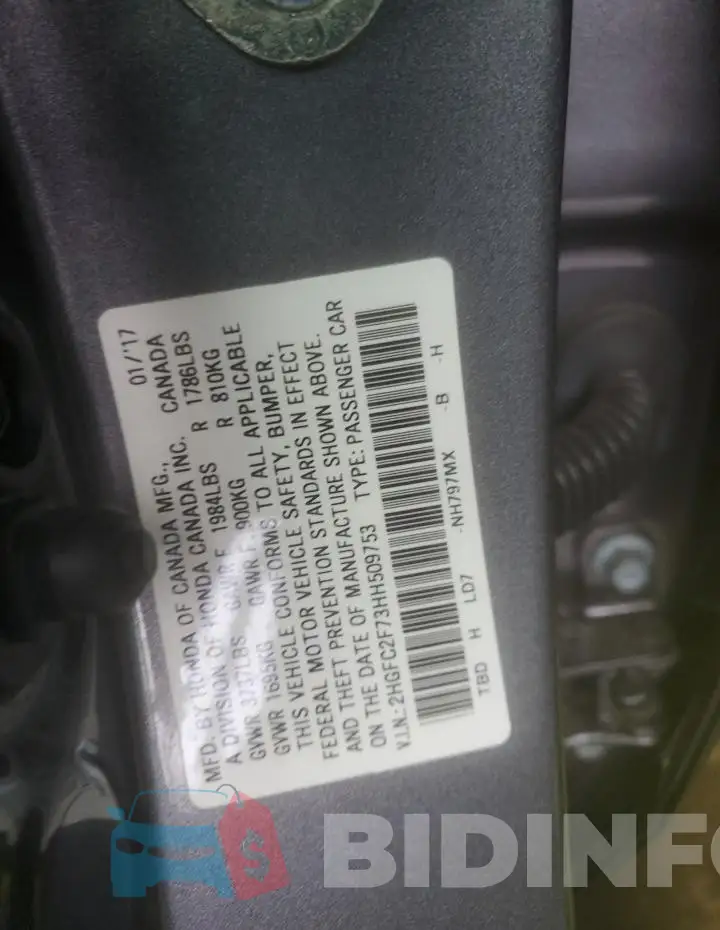 2HGFC2F73HH509753 Photo# 12
