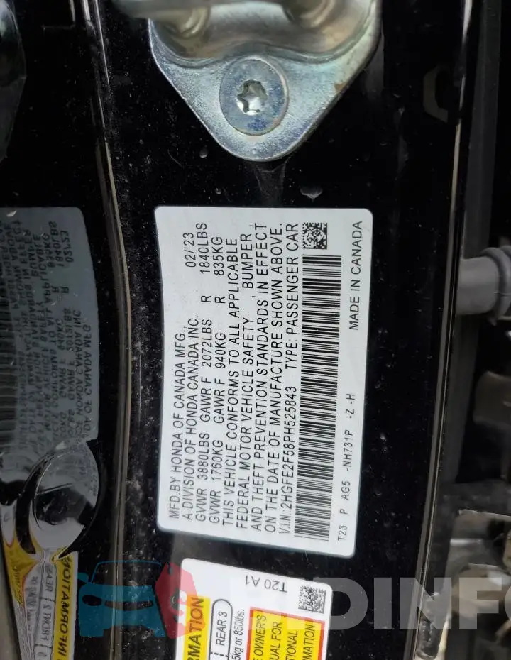 2HGFE2F58PH525843 Photo# 13