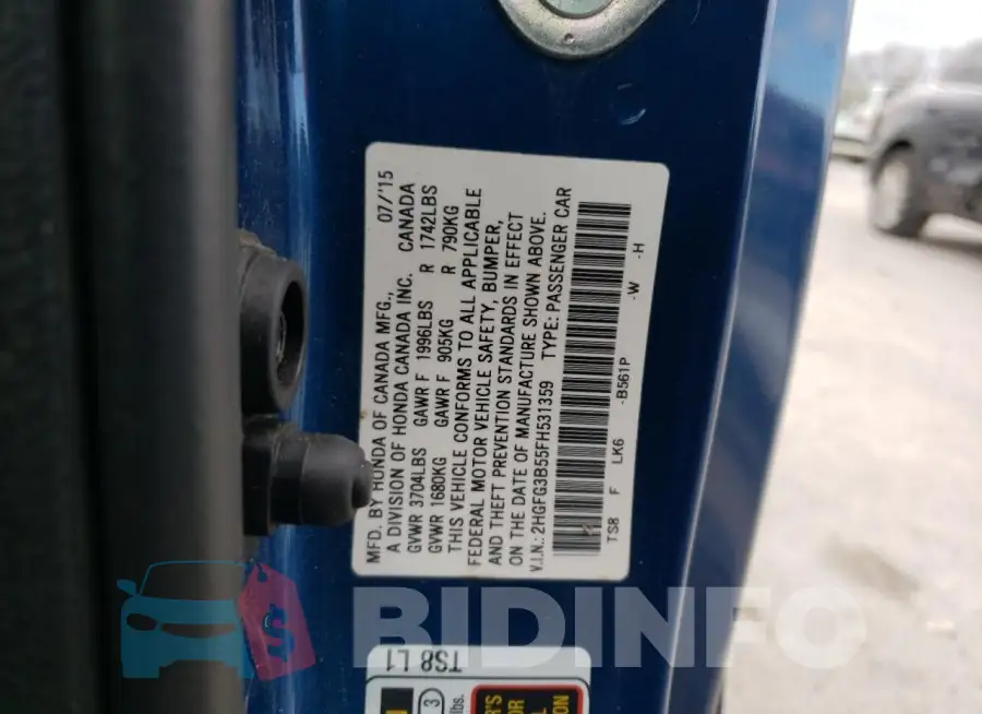 2HGFG3B55FH531359 Photo# 12