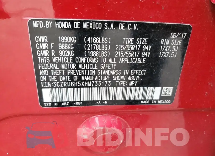 3CZRU6H5XHM733173 Photo# 13