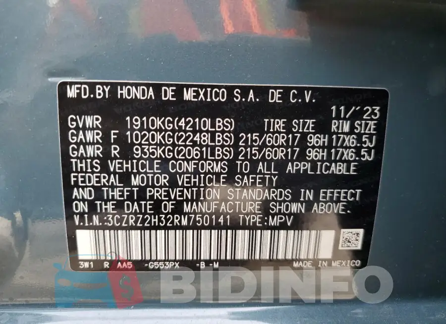 3CZRZ2H32RM750141 Photo# 12