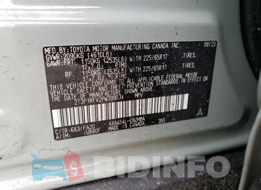 2T3P1RFV2PW399034 Photo# 13