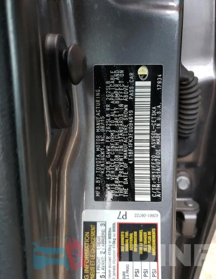 4T1BF1FK3FU094619 Photo# 12