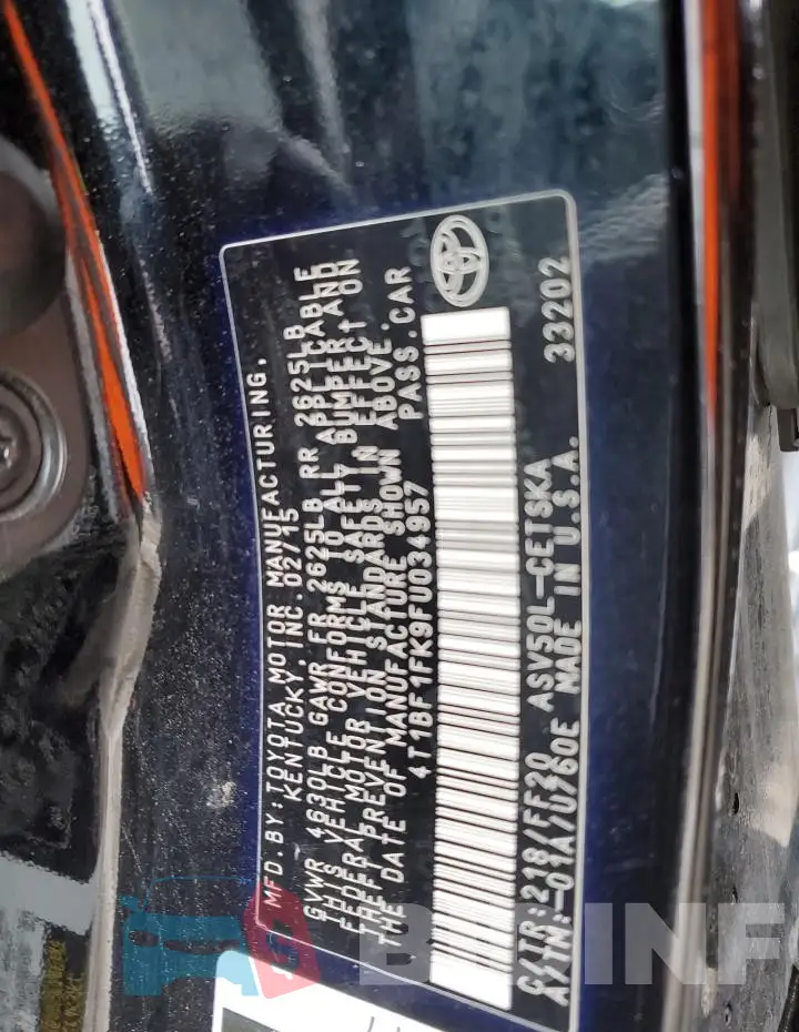 4T1BF1FK9FU034957 Photo# 12