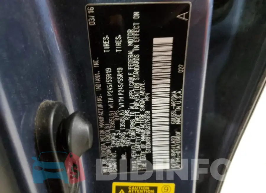 5TDDKRFH6GS276638 Photo# 12