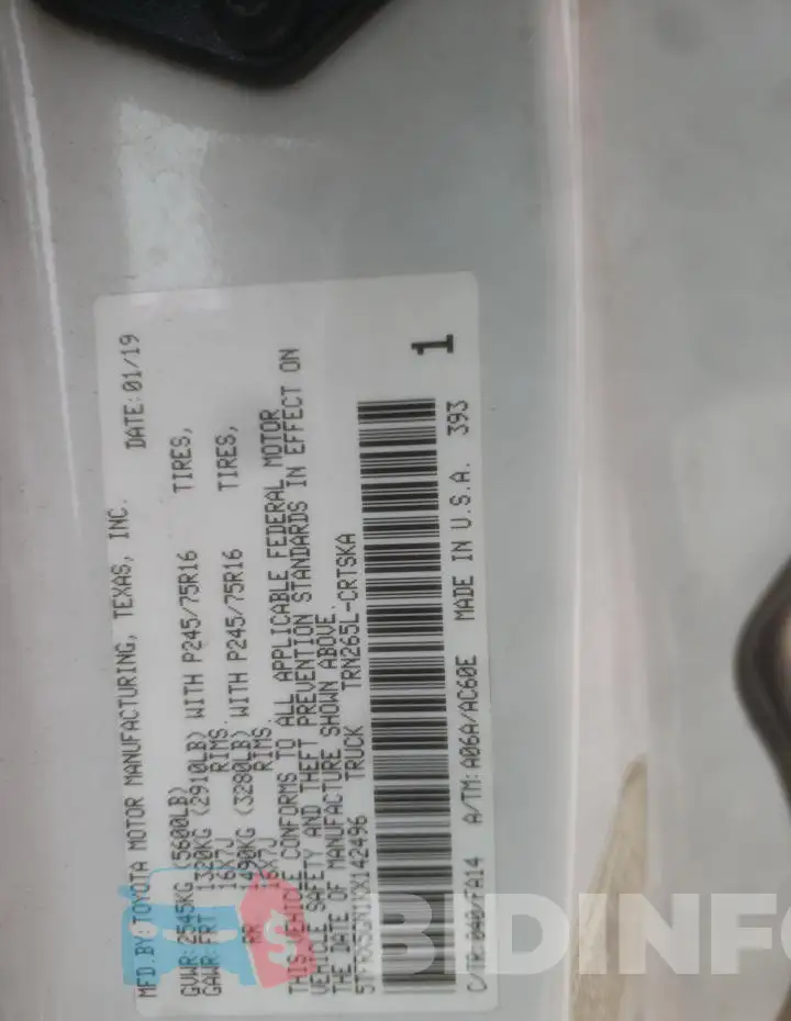 5TFRX5GN1KX142496 Photo# 13