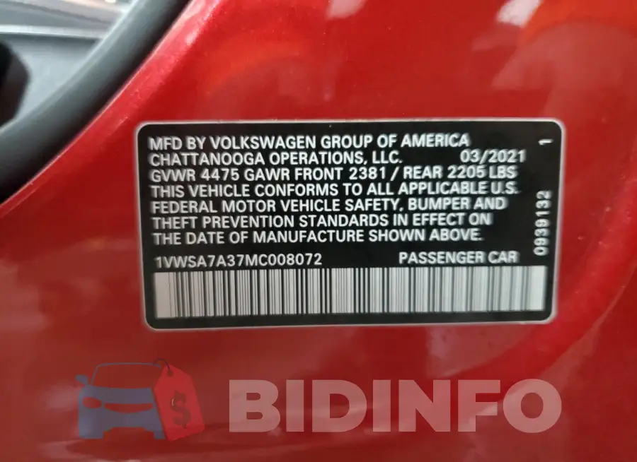 1VWSA7A37MC008072 Photo# 12