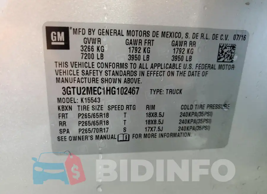 3GTU2MEC1HG102467 Photo# 12