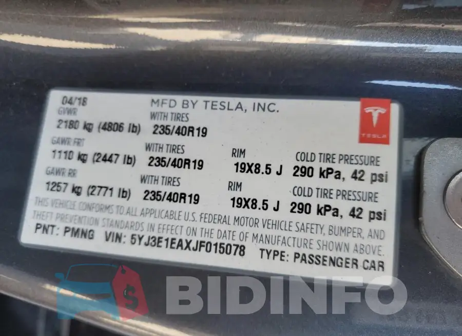 5YJ3E1EAXJF015078 Photo# 12