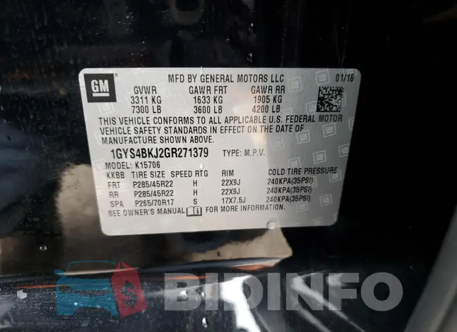 1GYS4BKJ2GR271379 Photo# 12