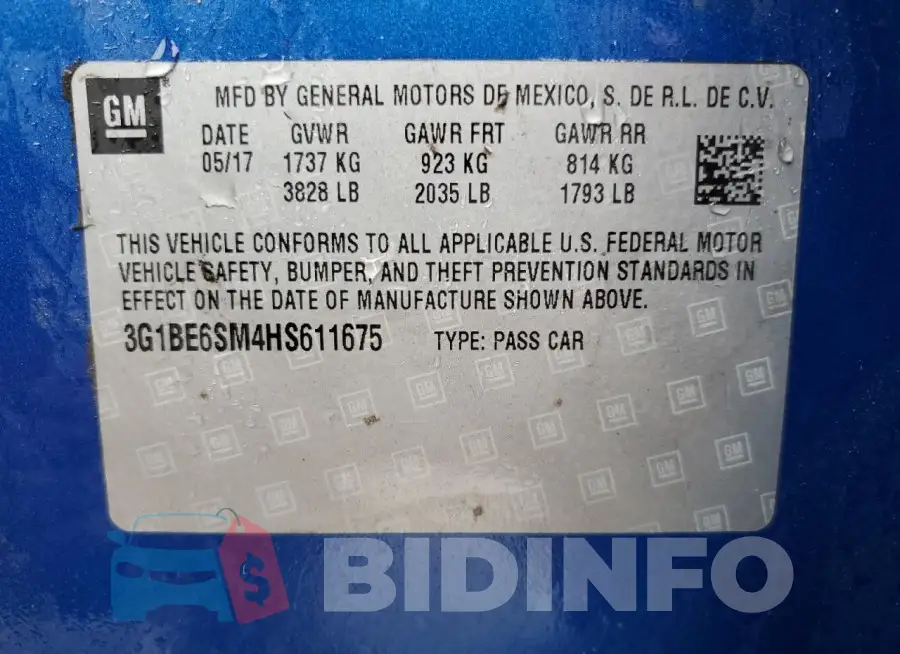 3G1BE6SM4HS611675 Photo# 12