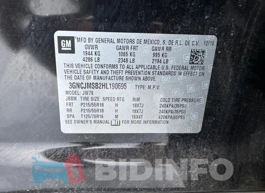 3GNCJMSB2HL190695 Photo# 10