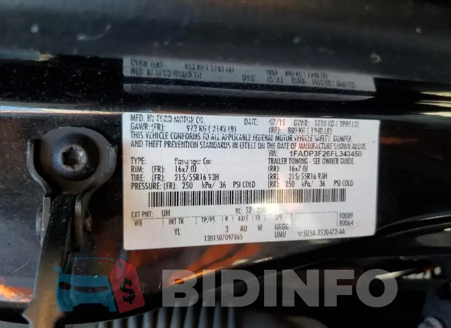 1FADP3F26FL343450 Photo# 12