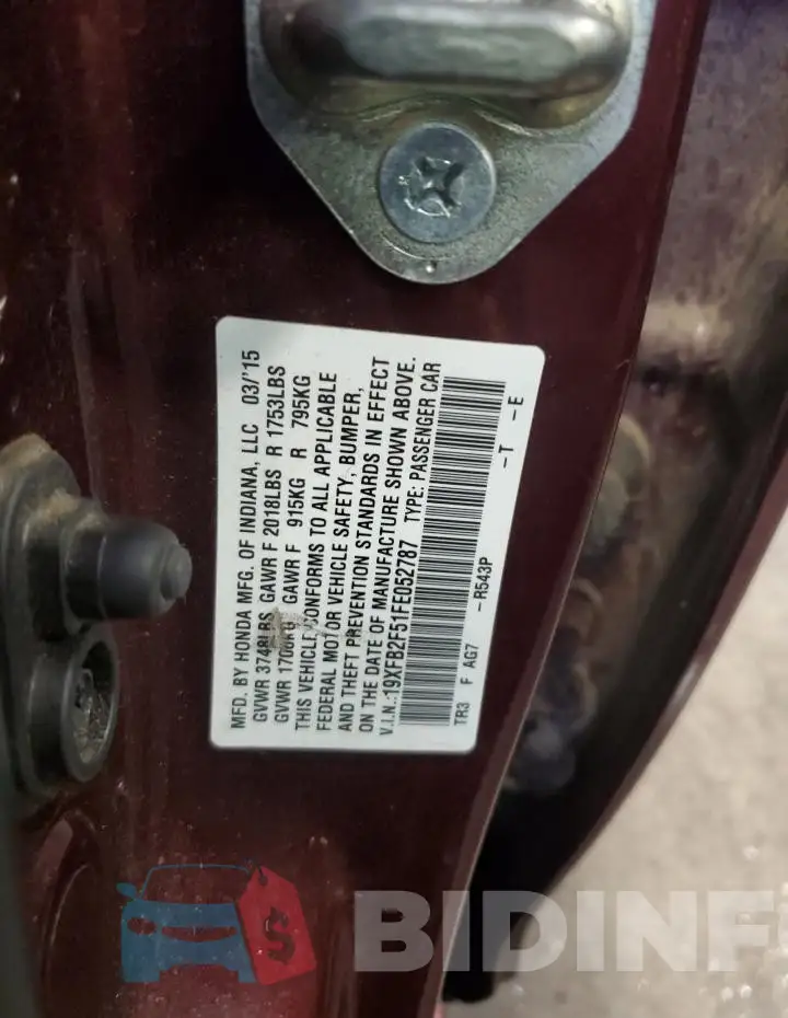 19XFB2F51FE052787 Photo# 12