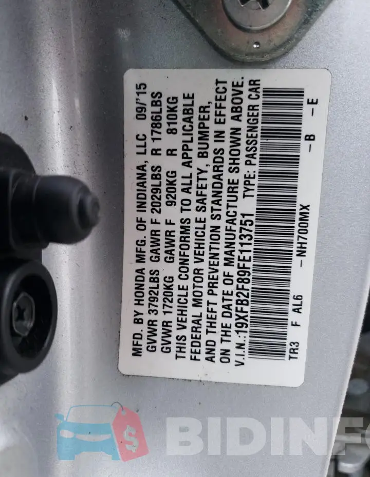 19XFB2F89FE113751 Photo# 12