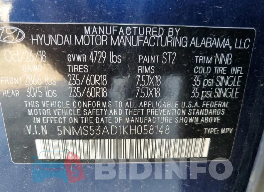 5NMS53AD1KH058148 Photo# 14