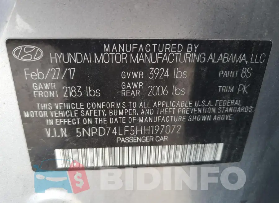 5NPD74LF5HH197072 Photo# 12