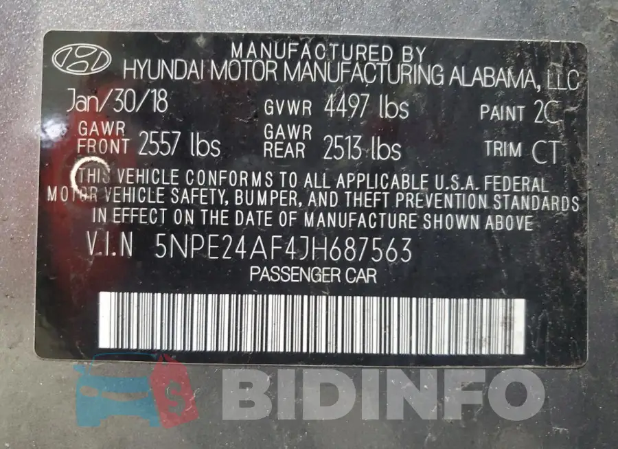 5NPE24AF4JH687563 Photo# 13