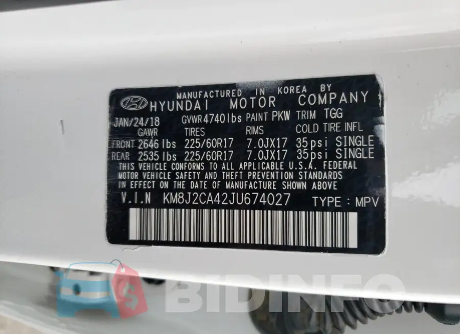 KM8J2CA42JU674027 Photo# 12