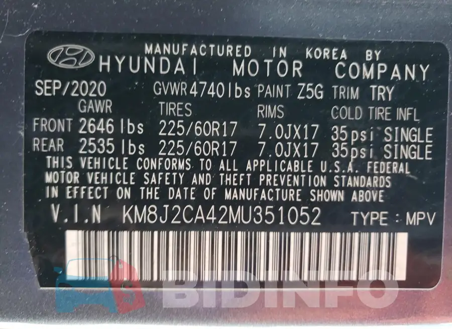 KM8J2CA42MU351052 Photo# 13