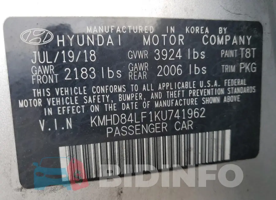 KMHD84LF1KU741962 Photo# 12