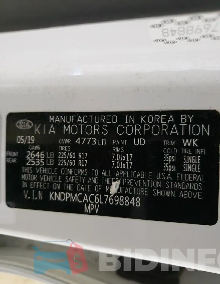 KNDPMCAC6L7698848 Photo# 13