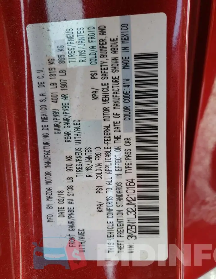 3MZBN1L32JM210164 Photo# 12