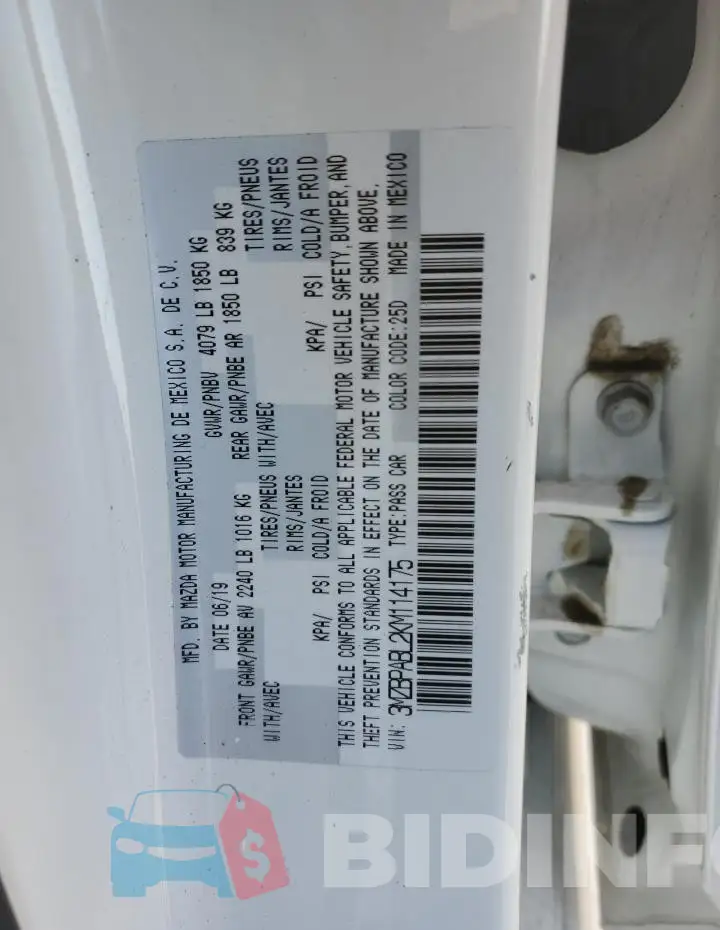 3MZBPABL2KM114175 Photo# 12