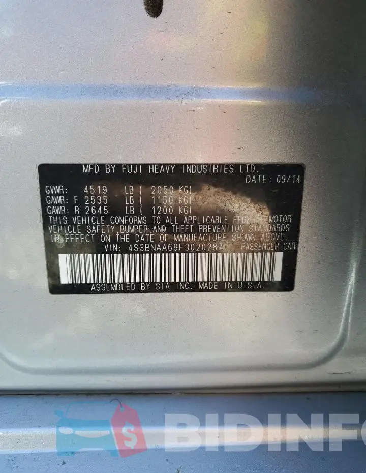 4S3BNAA69F3020287 Photo# 12