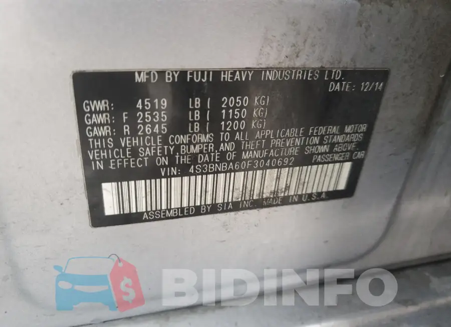 4S3BNBA60F3040692 Photo# 12