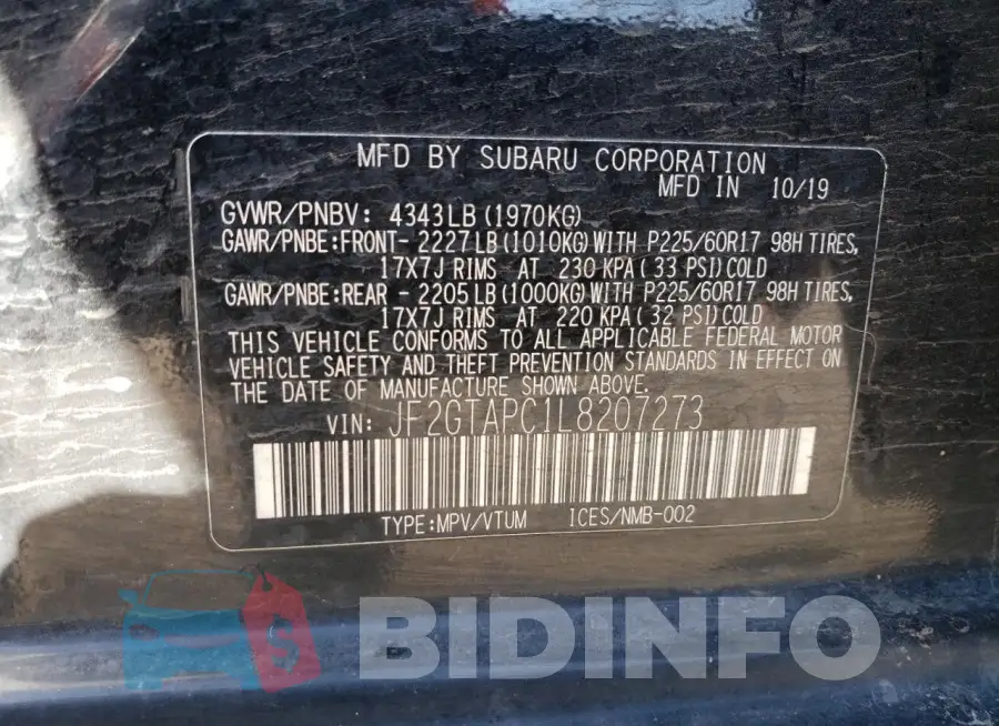 JF2GTAPC1L8207273 Photo# 13