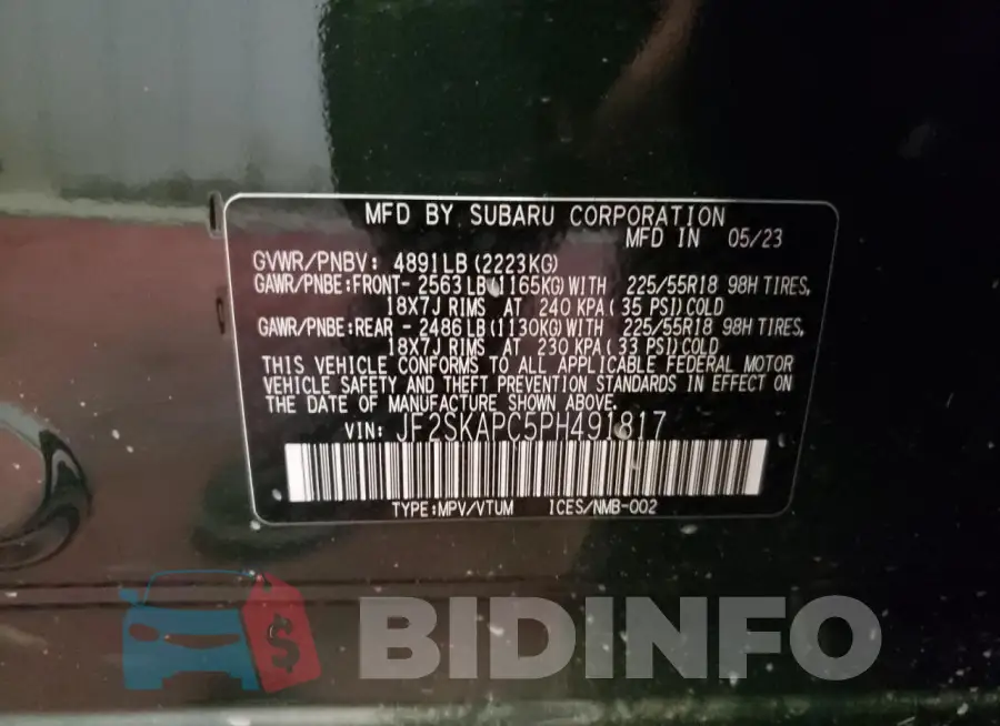 JF2SKAPC5PH491817 Photo# 13