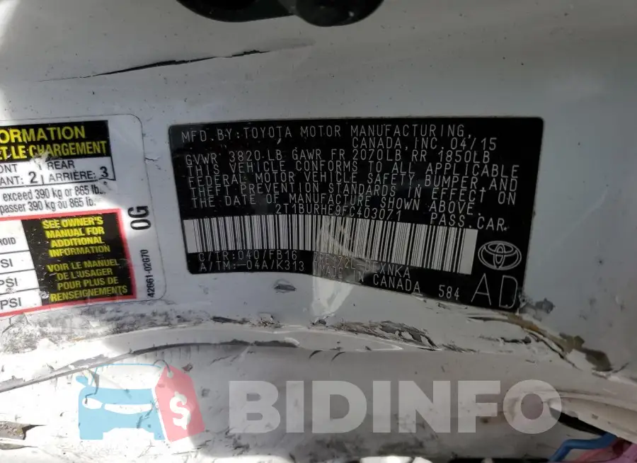 2T1BURHE9FC403071 Photo# 12