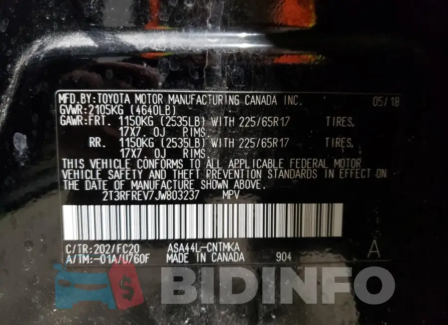 2T3RFREV7JW803237 Photo# 12