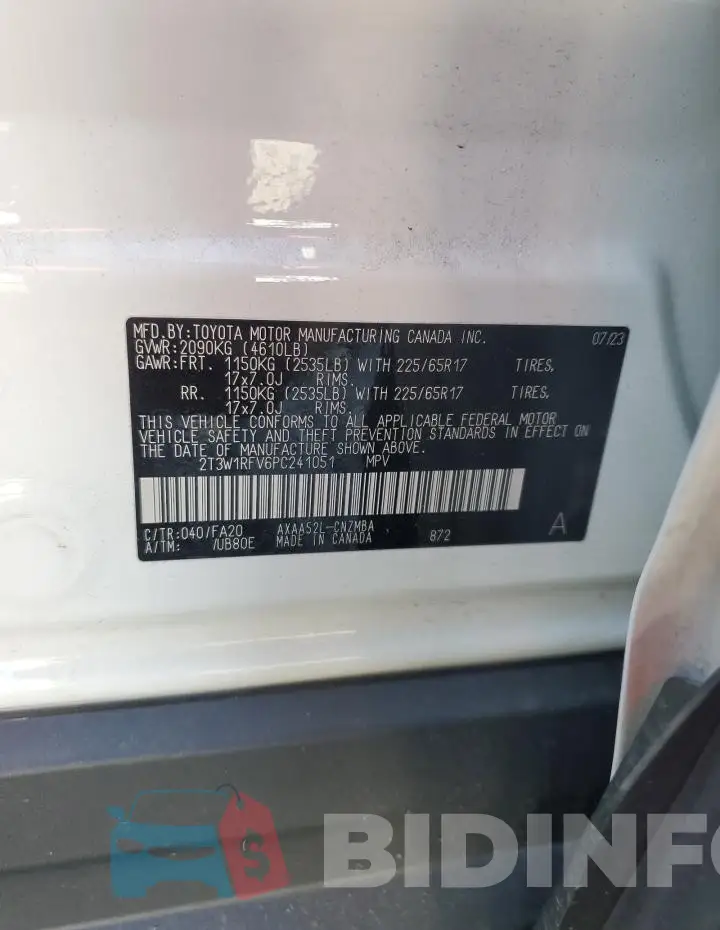 2T3W1RFV6PC241051 Photo# 13