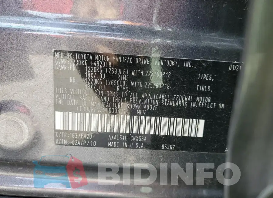 4T3D6RFV3MU030604 Photo# 13