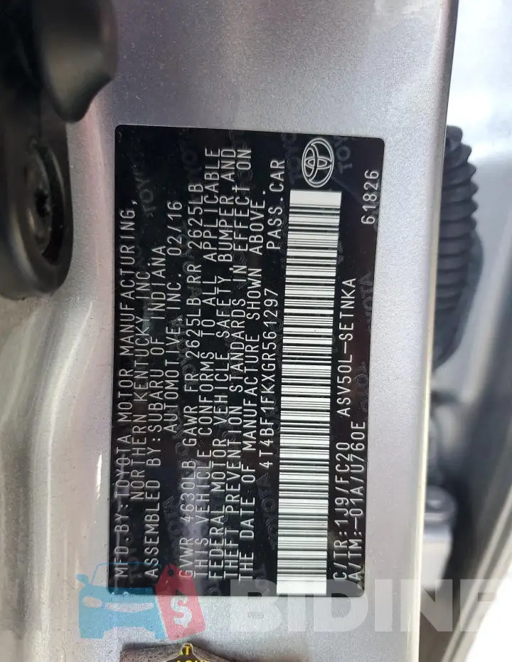 4T4BF1FKXGR561297 Photo# 13