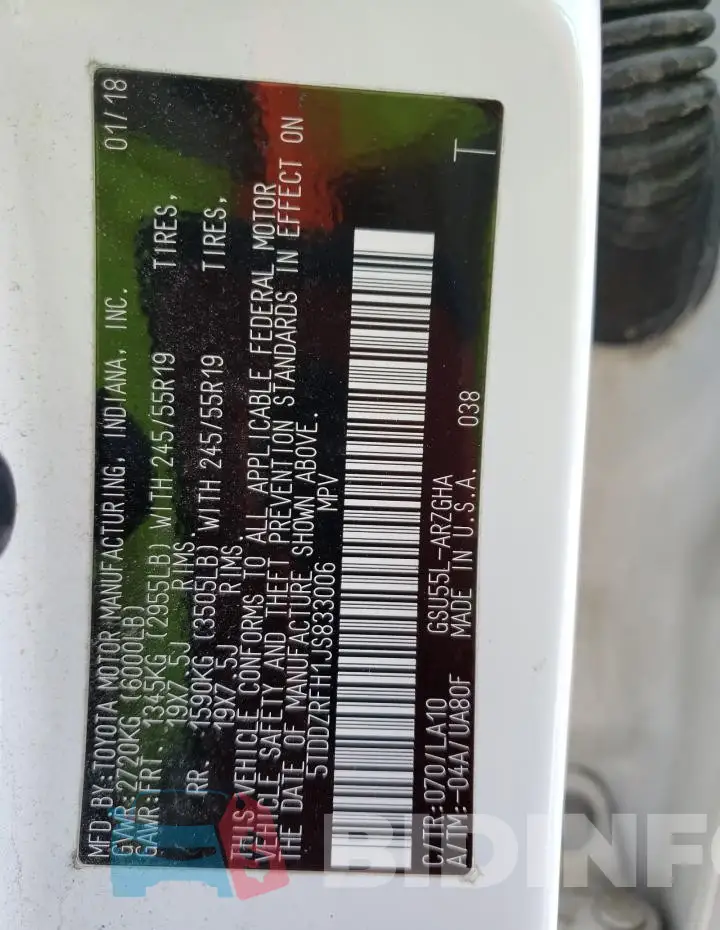 5TDDZRFH1JS833006 Photo# 14