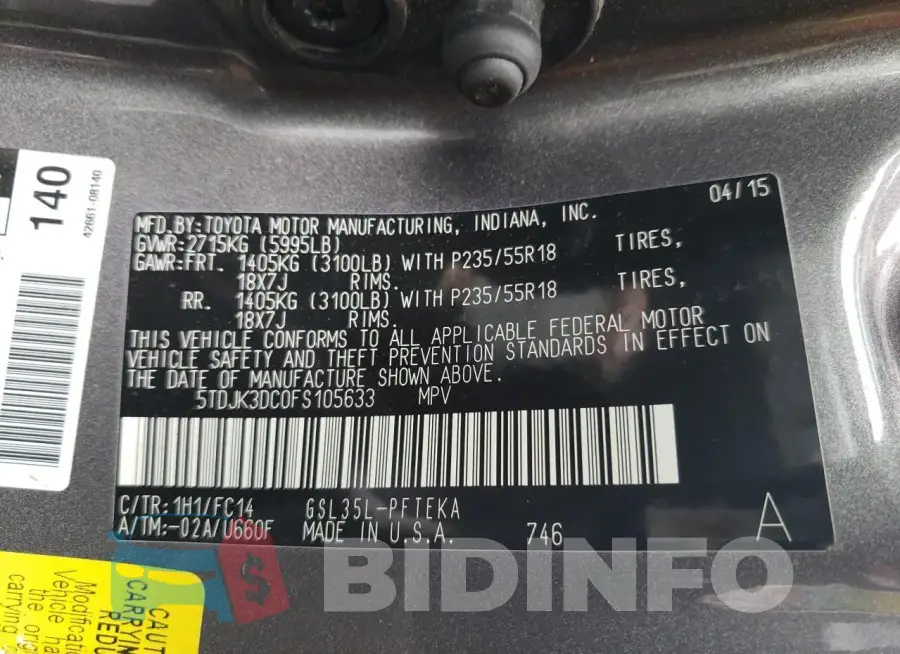 5TDJK3DC0FS105633 Photo# 14