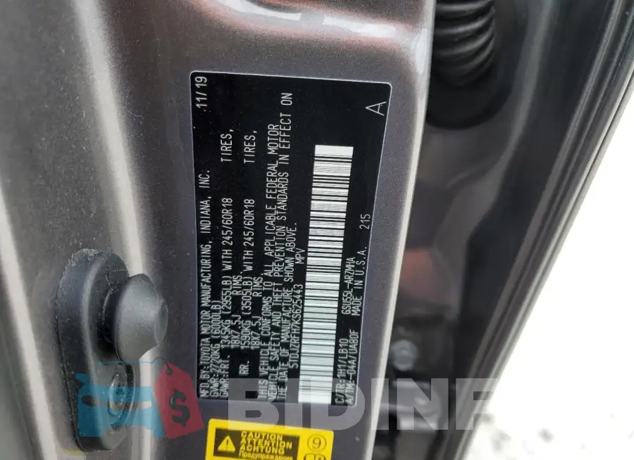 5TDJZRFH7KS625443 Photo# 14