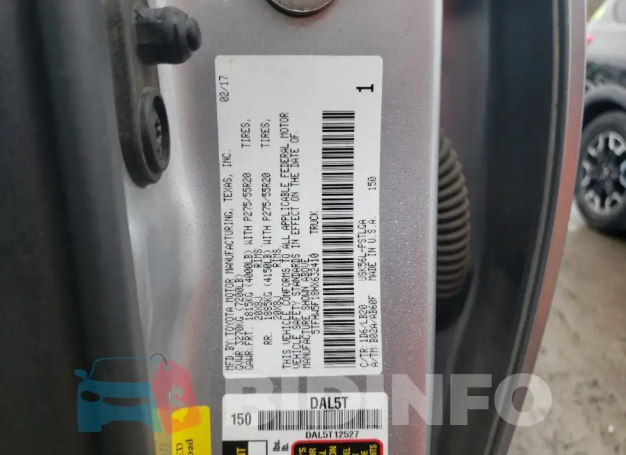 5TFHW5F18HX632410 Photo# 12