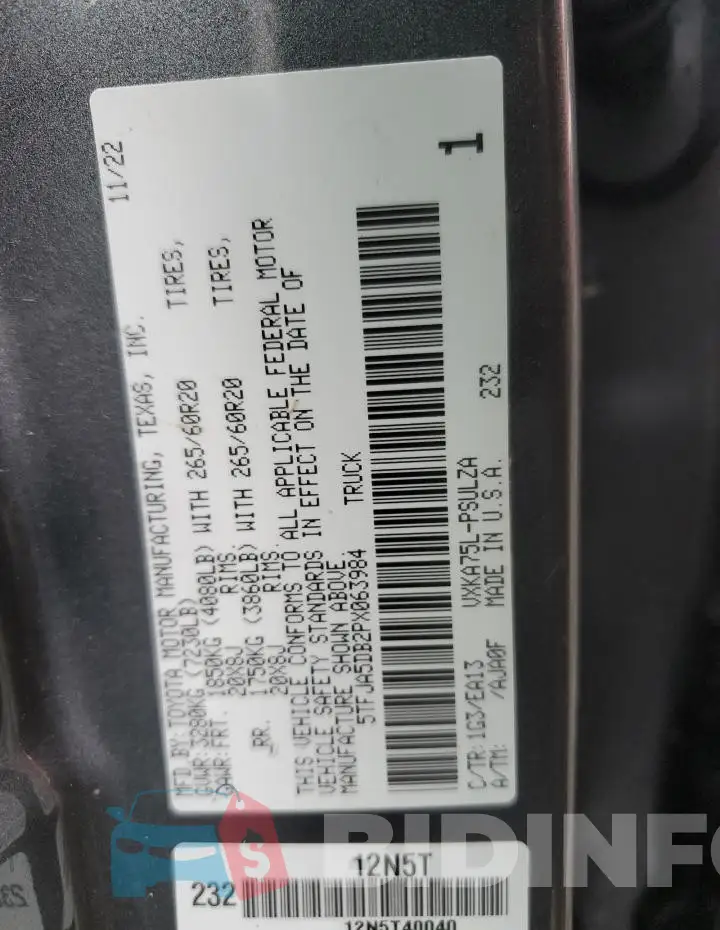 5TFJA5DB2PX063984 Photo# 12