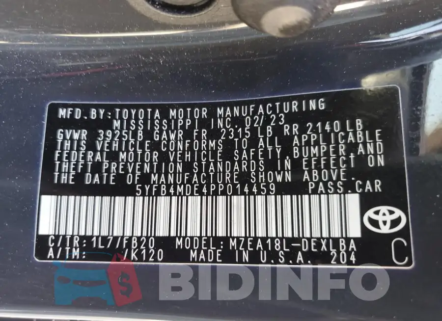 5YFB4MDE4PP014459 Photo# 12
