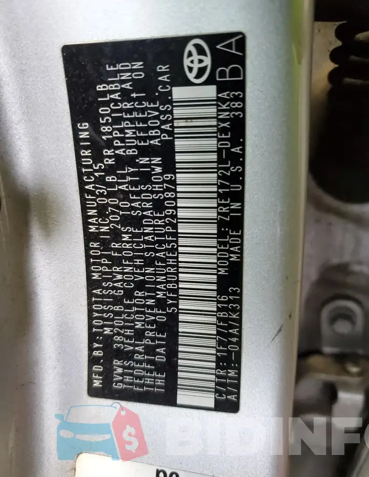 5YFBURHE5FP290879 Photo# 12