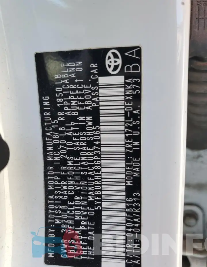 5YFBURHE8GP374065 Photo# 12