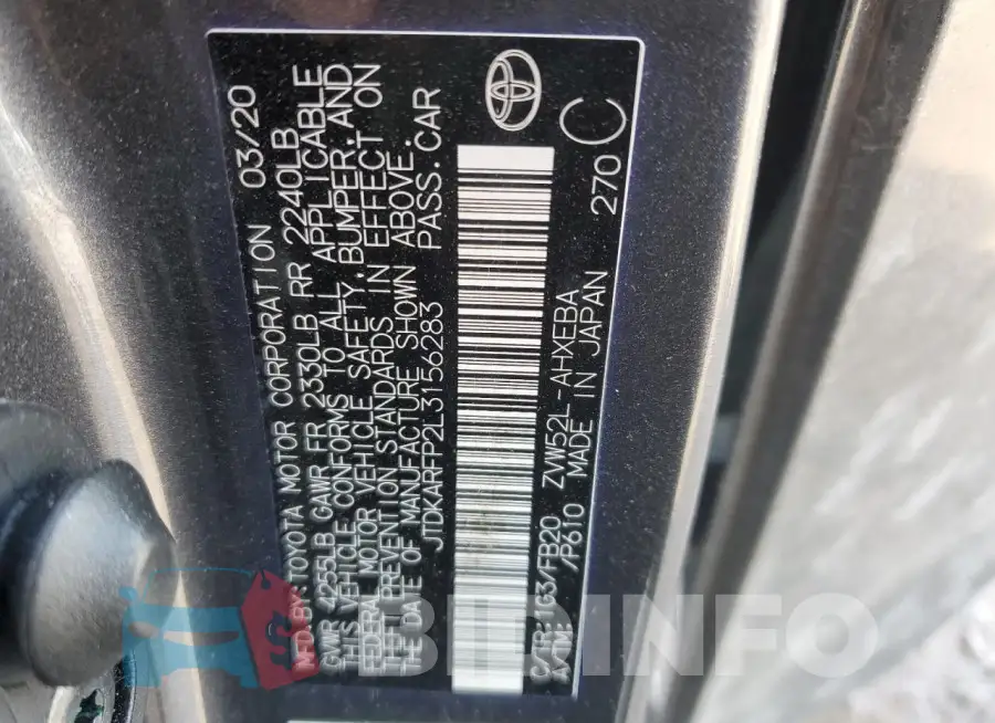 JTDKARFP2L3156283 Photo# 12