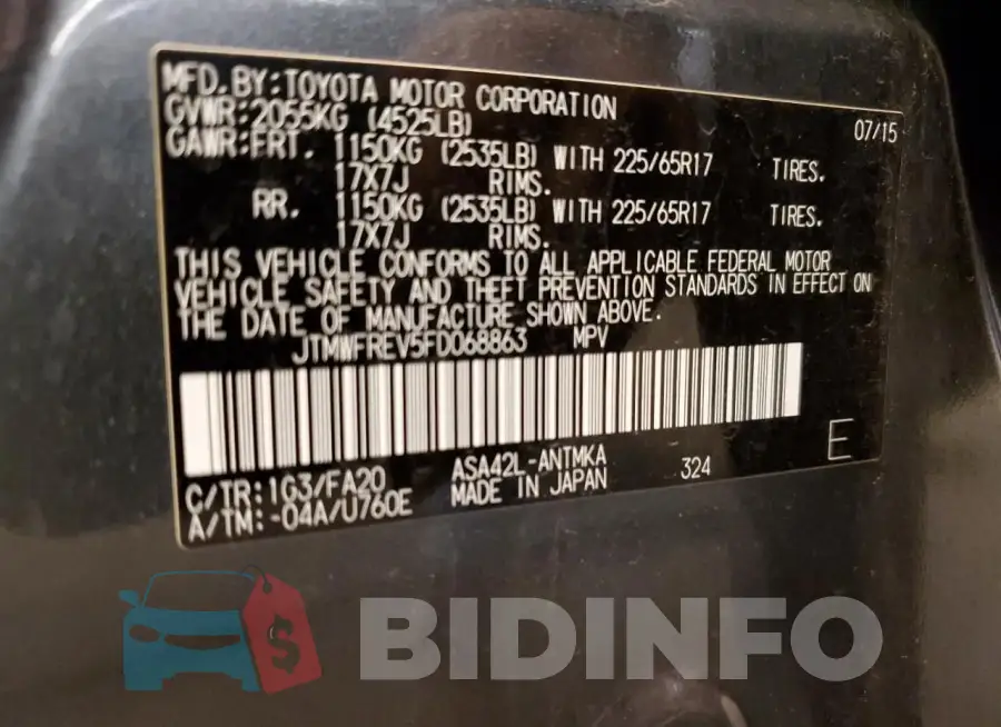 JTMWFREV5FD068863 Photo# 12